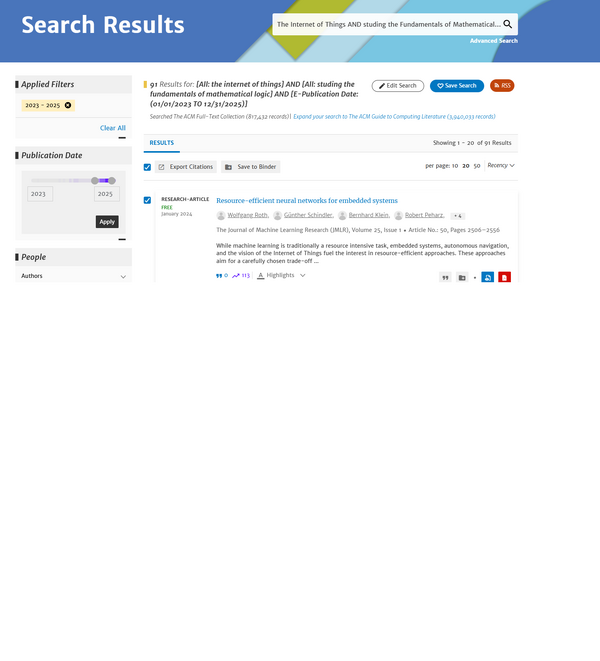Результат поиска по ACM